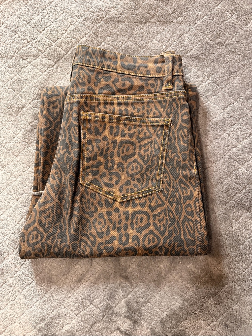 Oat New York Brown and Black Leopard Print Wide Leg Jeans